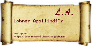 Lohner Apollinár névjegykártya